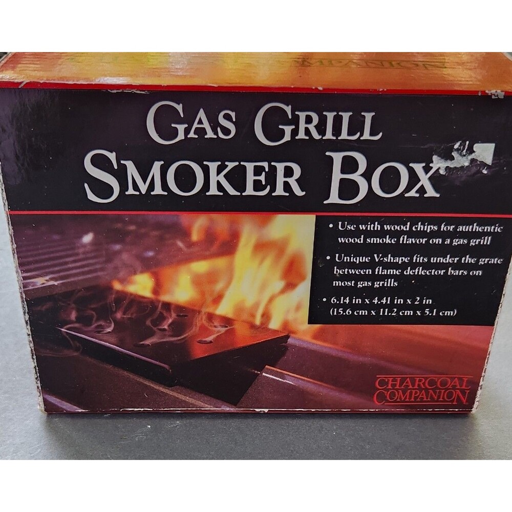 Charcoal Companion Nonstick V-Shaped Smoker Box for Gas Grills - Black